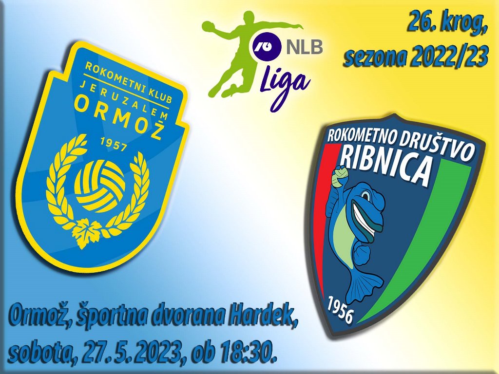 Liga NLB, 26. krog: <br>RK JERUZAELM ORMOŽ – RD RIKO RIBNICA